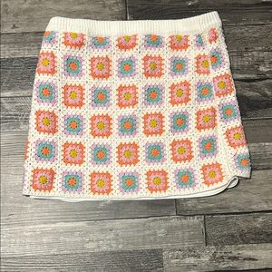 Art Class Multicolor Crochet Mini Skirt